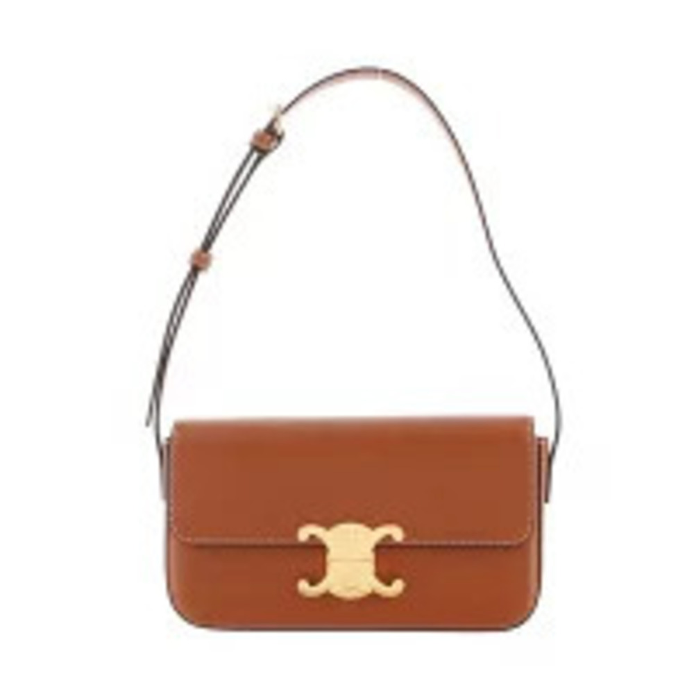 Celine Claude Shoulder Bag Calfskin Tan Brown